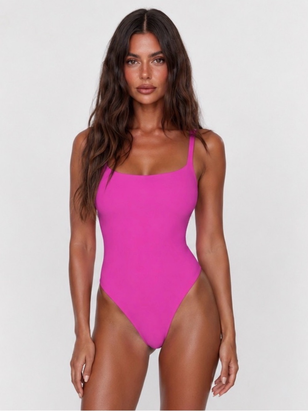 SKIMS 💖 Fits Everybody Square Neck Bodysuit ~ Rare Color FUCHSIA